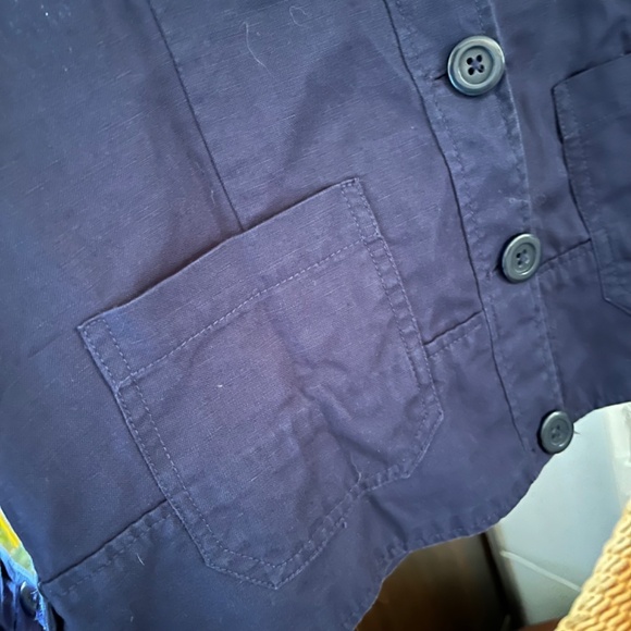 Laura Ashley Cropped Navy Sailor Jacket Size 14 Cotton/Linen - Picture 12 of 12